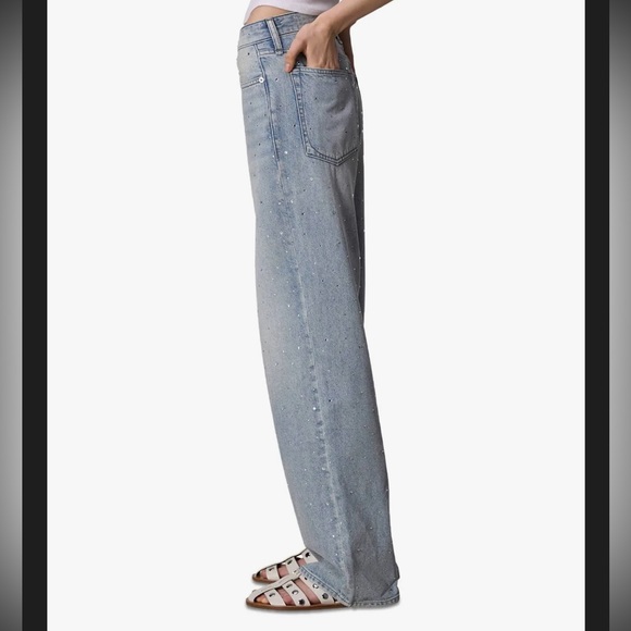 🩵RAG & BONE Logan Mid-Rise Wide Leg Studded Denim - Picture 2 of 16
